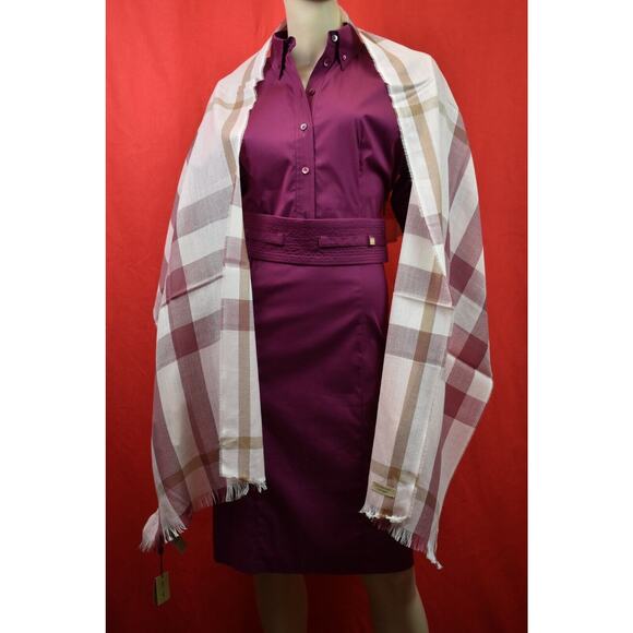 NWT BURBERRY TONAL PINK WOOL CASHMERE NOVA CHECK LIGHTWEIGHT SCARF 18X80 200X45 - Picture 3 of 12